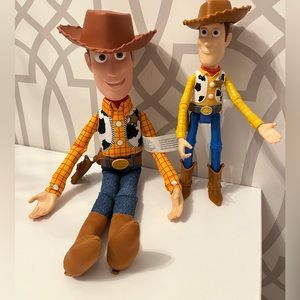 Toy Story Talking Woody Doll Disney Pixar Push Belly Works & Mini Woody